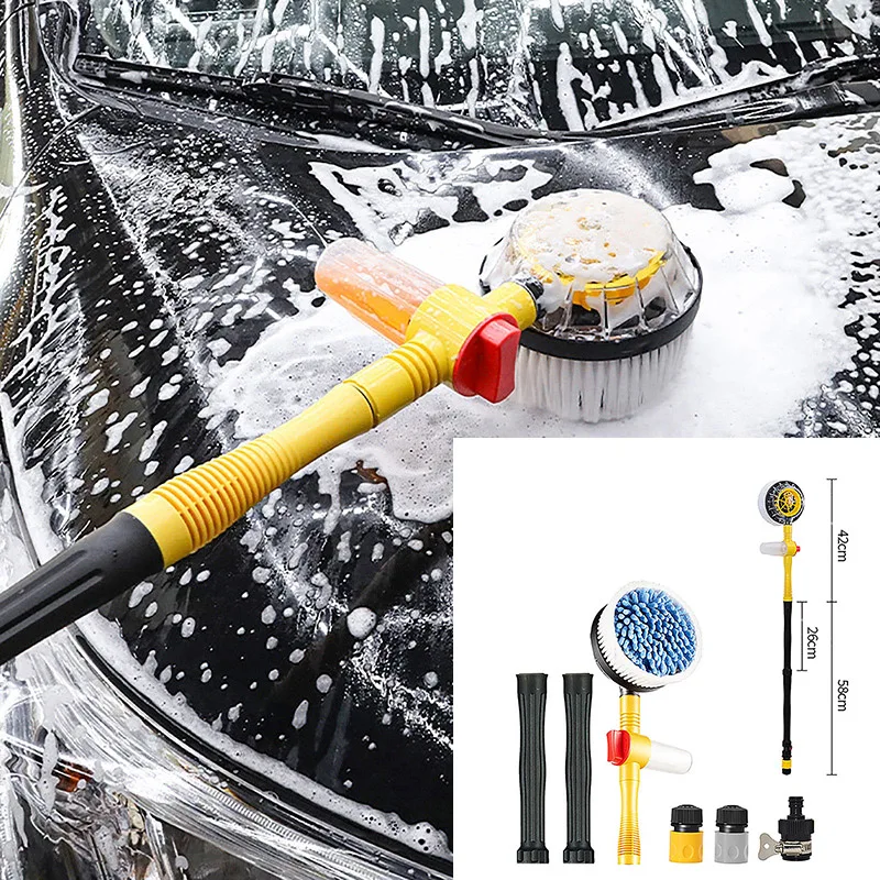 Multifunctional Cleaning Tools Long Handle Rotating Car Wash Foam Brush Suitable For Cleaning Vehicles, Boats, Windows, Glass