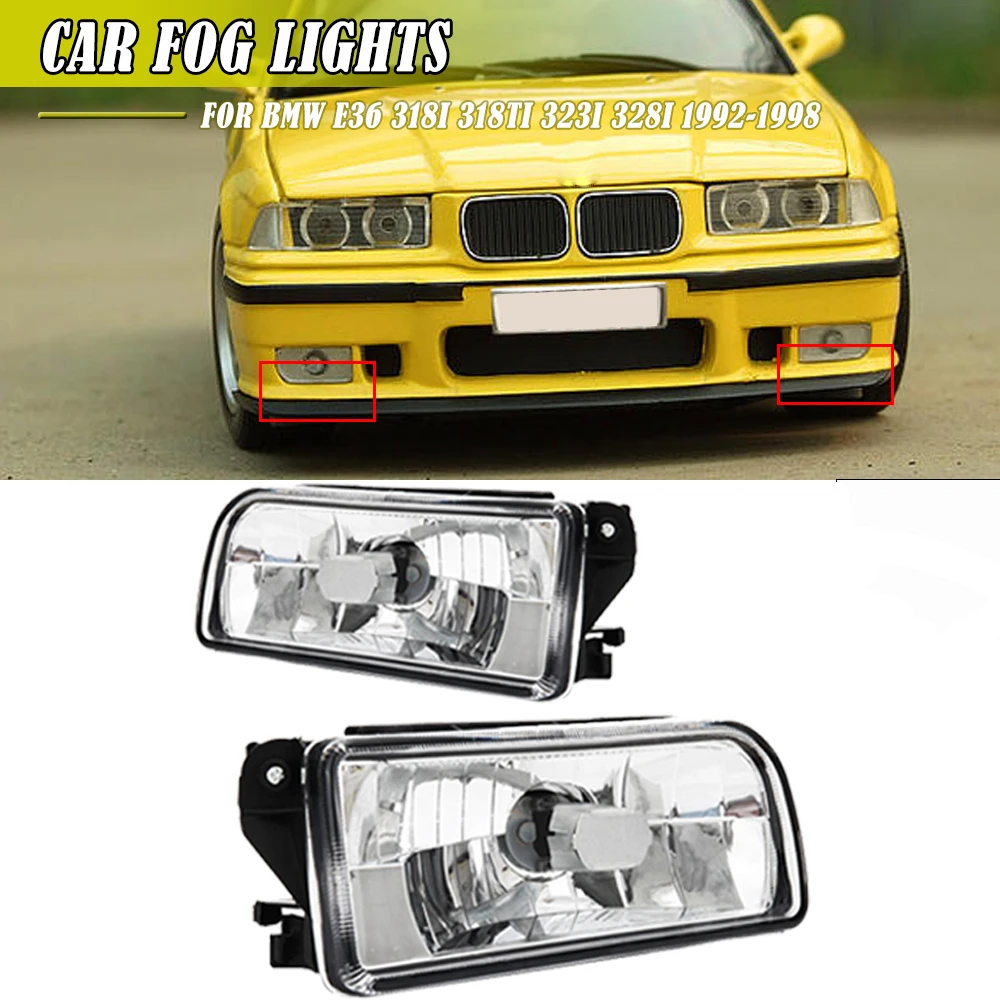 

Left & Right Car Fog Lights For BMW E36 318i 318ti 323i 328i 1992-1998 Front Bumper Headlight Fog Lamp Housing Cover