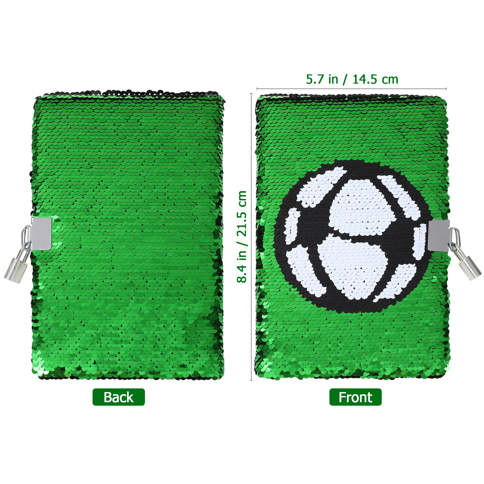 

Sequin Notebook Diary with Lock Thick Large Paper Pages Football Notebook Journal Adult Journals Privacy Safe Built-in Password