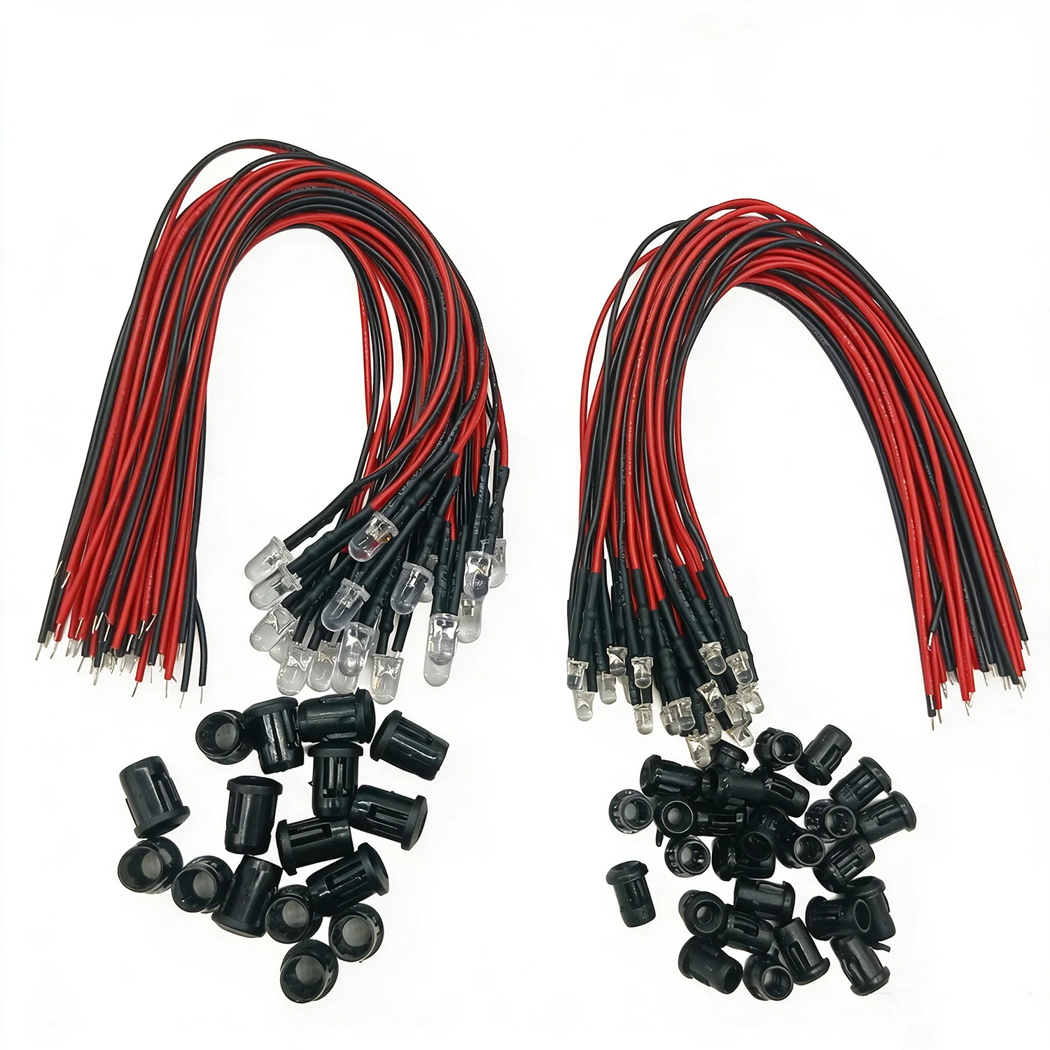 5 Colors x50 pcs Transparent LED Diodes DC3V 5V 12V 24V 3MM 5MM 10MM For Red/Green/Blue/Yellow/Hot/White/ Pre-cable