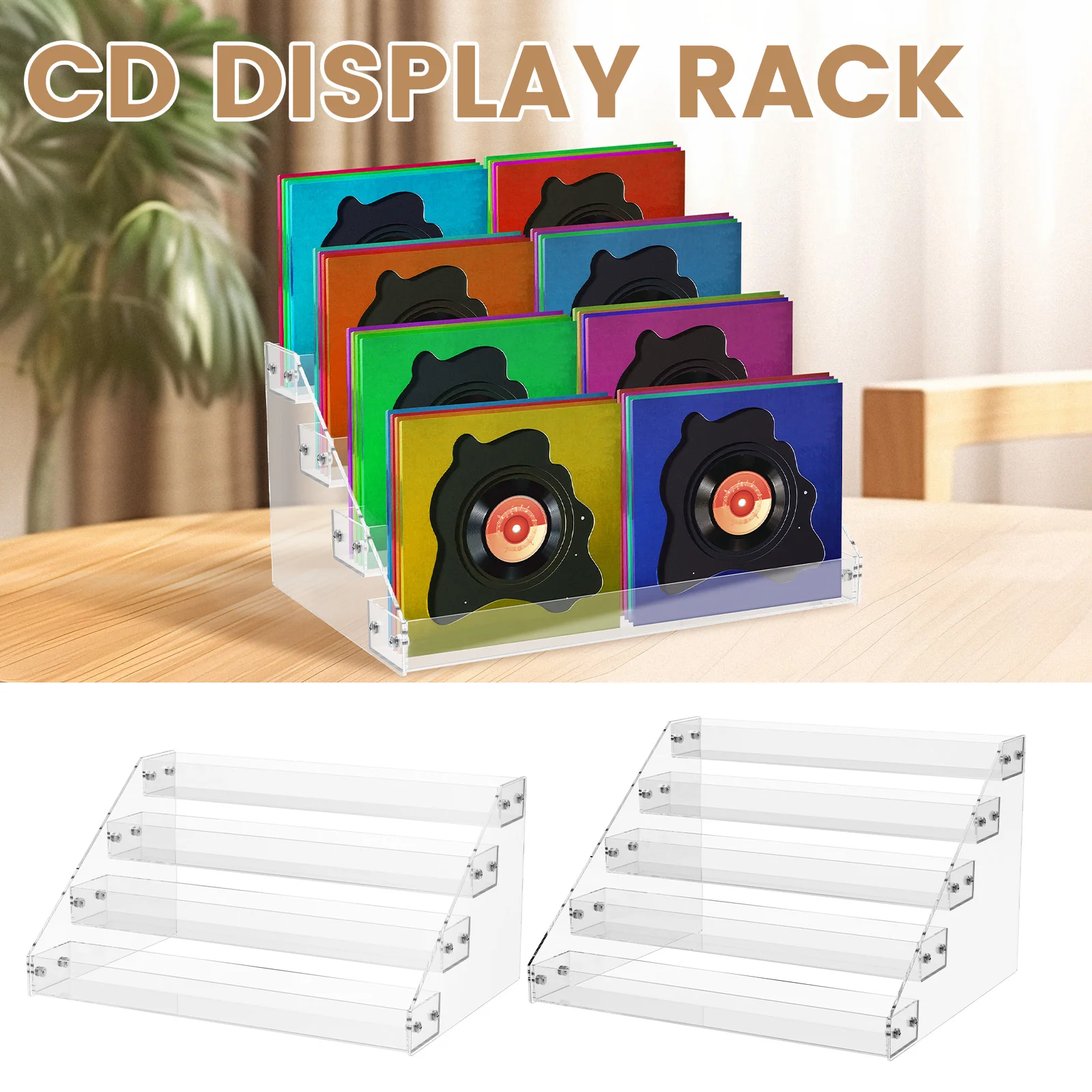 4/5 Layers Acrylic Display Stand Nail Polish Perfume Makeup Storage Shelf Transparent CD DVD Case Display Stand Organizer