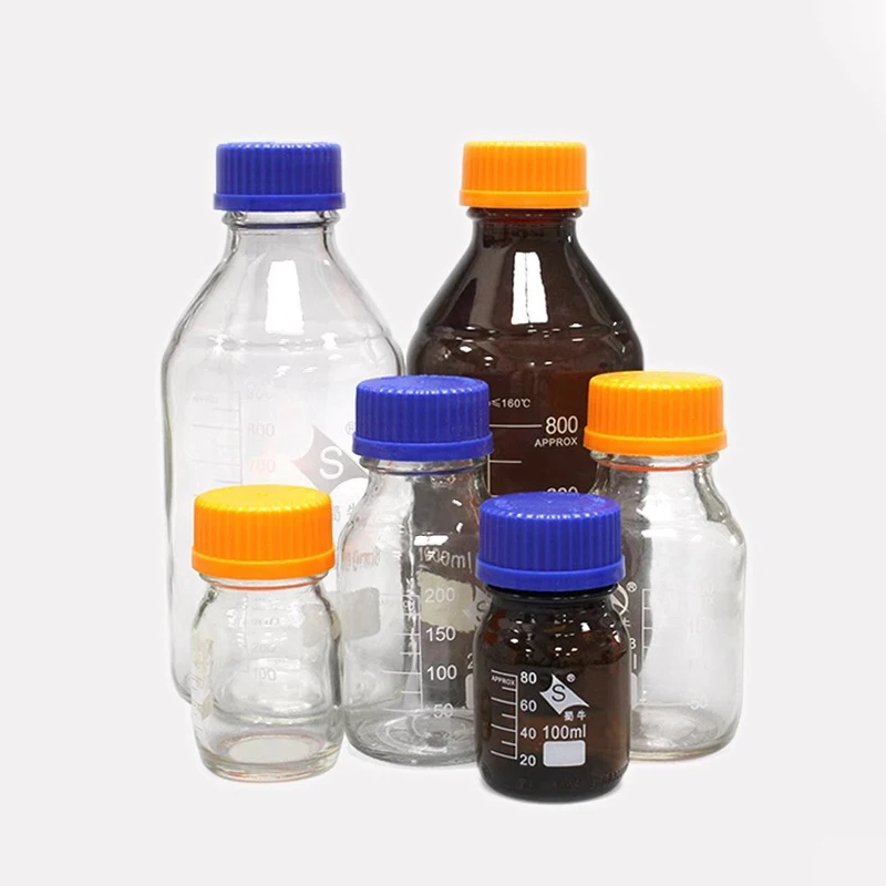 1pc Lab 100ml 250ml 500ml 1000ml Glass Screwed Mouth Reagent Bottle Experimental Sealed Bottle