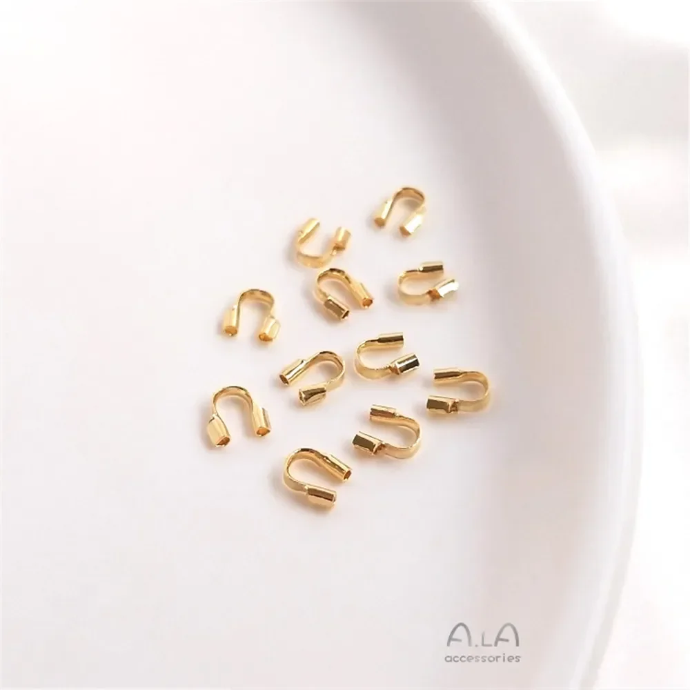 14K wrapped gold 18K real gold U-shaped horseshoe buckle guard wire closing buckle beading wire line handmade diy accessories