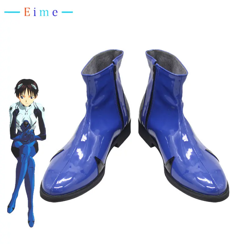 Ikari Shinji Cosplay Shoes PU Leather Shoes Halloween Carnival Boots EVA Cosplay Prop Custom Made