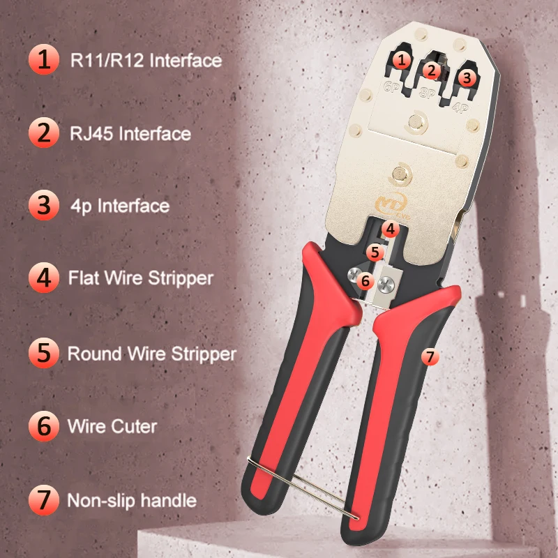 RJ45 Crimper RJ11 RJ45 Crimping Tool Ethernet Network LAN Cable Crimper Cutter Stripper Plier for 6P 8P RJ11 RJ12 RJ45