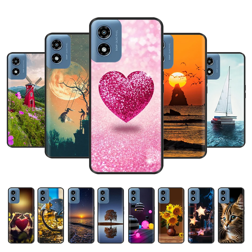 For Moto G Play 2024  Cute Heart Cover Soft Silicone Phone Cases For Motorola Moto G Play Gen 3 Fundas Capa Shockproof Bumper