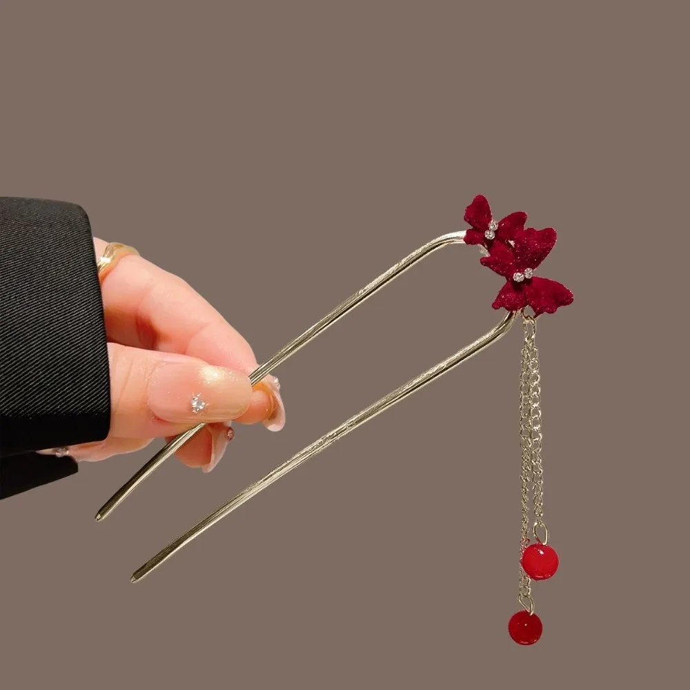 1 قطعة دبابيس الشعر فراشة الورد لهجة حبة شرابات رومانسية الشرقية مستوحاة تصميم الملابس التقليدية الساحرة أنيقة الإكسسوارات