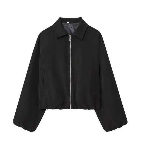 Imagen 2 del producto MUJER Chaquetas Bomber hinchadas para mujer, chaqueta recortada universitaria con cremallera, chaqueta de entretiempo para mujer, prendas de vestir exteriores, abrigos para mujer