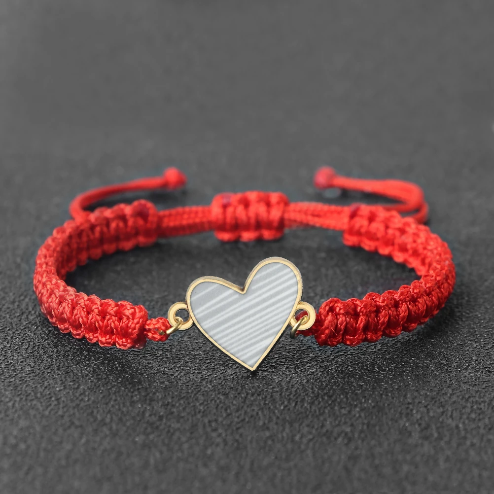 More Color Heart Shape Pendant Bracelet Lover Handmade String Bangles Chain Adjustable Pulsera Jewelry Gift for Friend