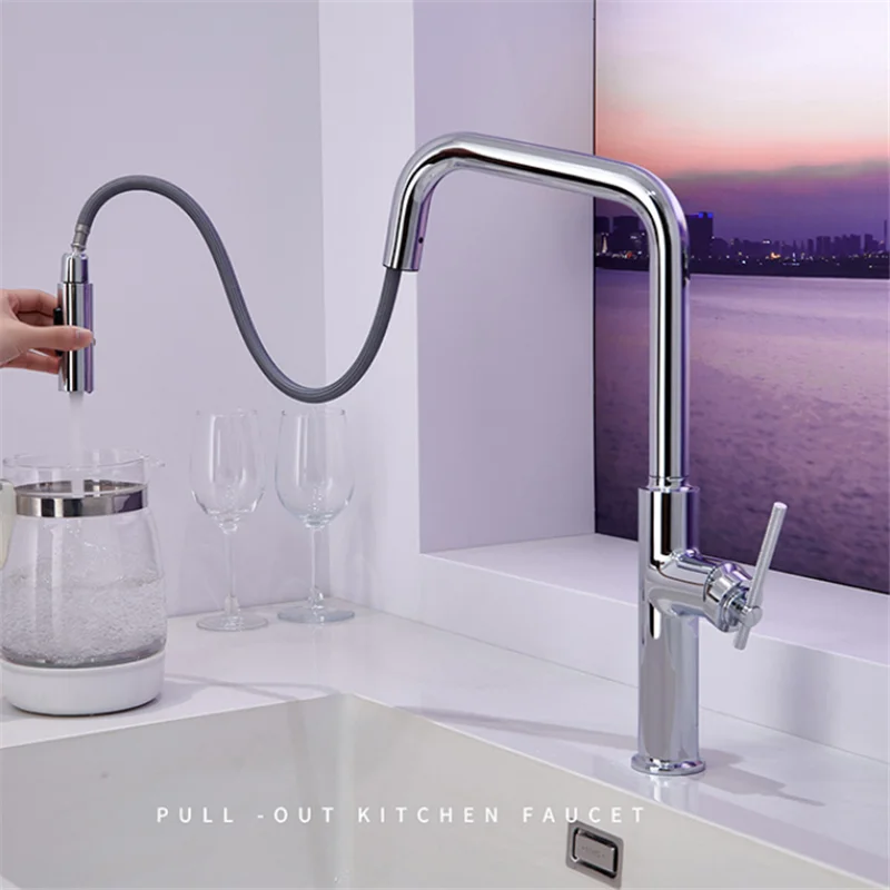 

Brushed Gold Pull Out Kitchen Faucet SUS304 Brushed Rose Gold Sink Faucet Tap rotation torneira cozinha mixer tap Kitchen Tap