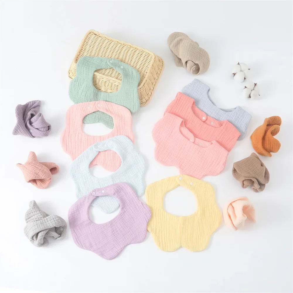 6 Layer Cotton Baby Bib Gauze Petal Baby Feeding Bib Thickened Infant Saliva Towel Soft Burp Cloth for Newborn Kid Bibs