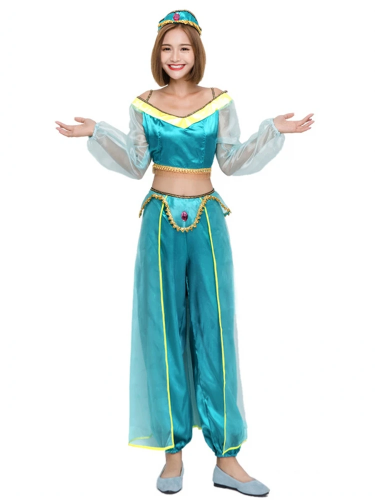 

Arabian Princ loween Belly Dance Costume Women's Ethnic Stage Clothing Sexy Fairy T Ball Gown for Performance