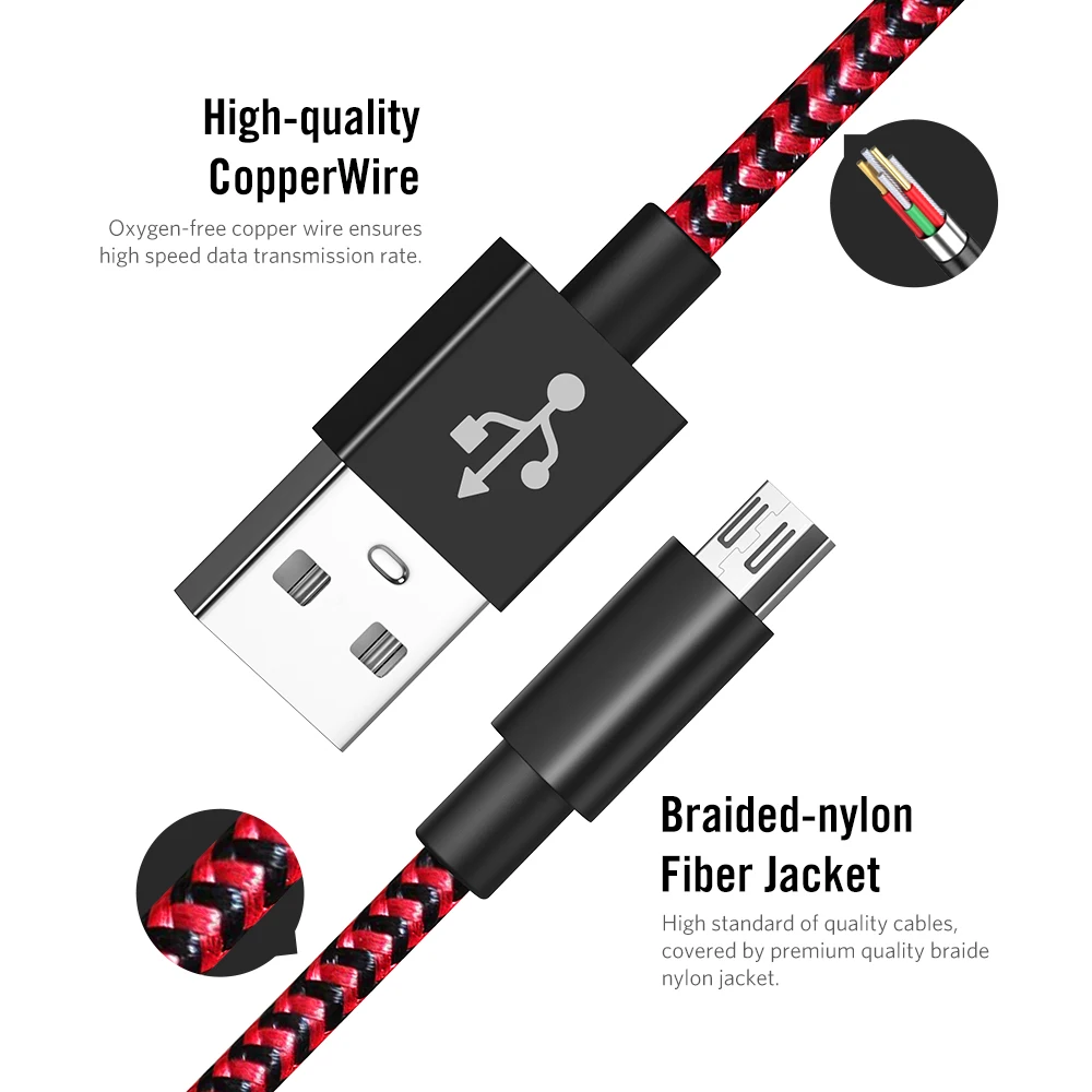 Suntaiho Micro USB Data Cable Wire for Xiaomi Huawei Samsung HTC LG Redmi Fast Charging Cable for Android Phone USB Micro Cables