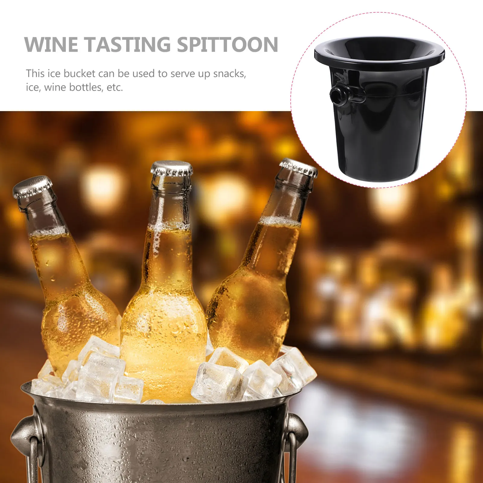 

3Pcs Large Ice Bucket for Parties Wine Tasting Spittoon Smooth Surface Double Handle Wine Dump Bucket Bar Tool