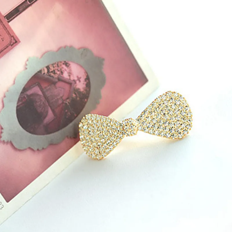 Hot Women Girls Fashion Korea Stytle Crystal Rhinestone Hair Clip Fashion Bowknot Clamp Hairpin Hair Accessories