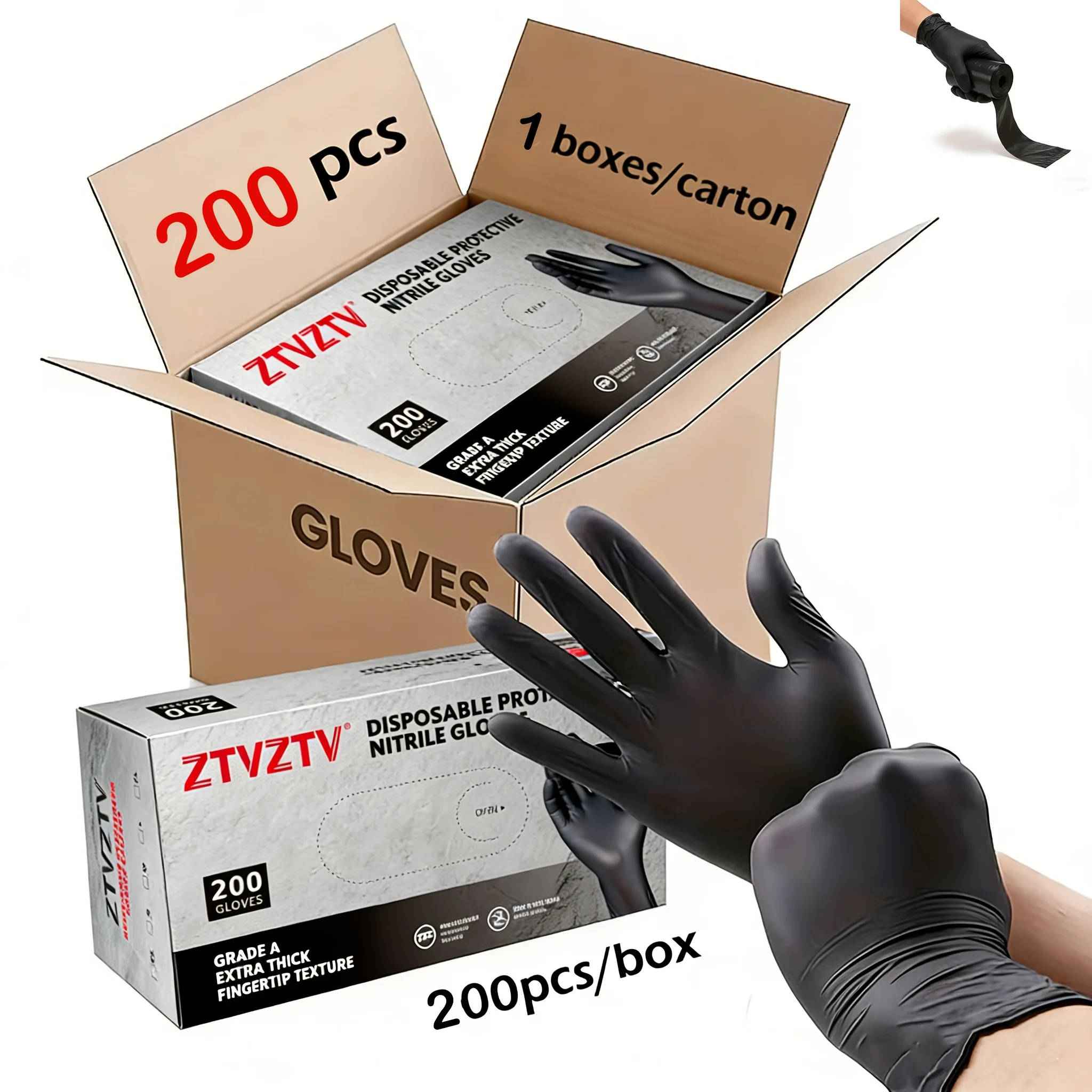 Rubber Glove Cleaning - 200 pieces per pack, black disposable