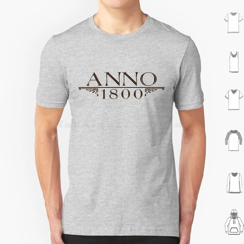 Anno 1800 Logo camiseta tamaño grande 100% algodón juego Anno 1800 simulación edificio estrategia juegos nueva revolución Industrial