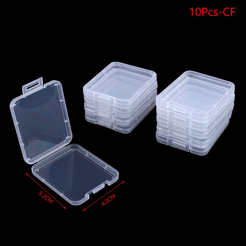 Caja de almacenamiento transparente para tarjeta de memoria, estuche protector Individual de plástico transparente, SD, TF, CF, 10 piezas