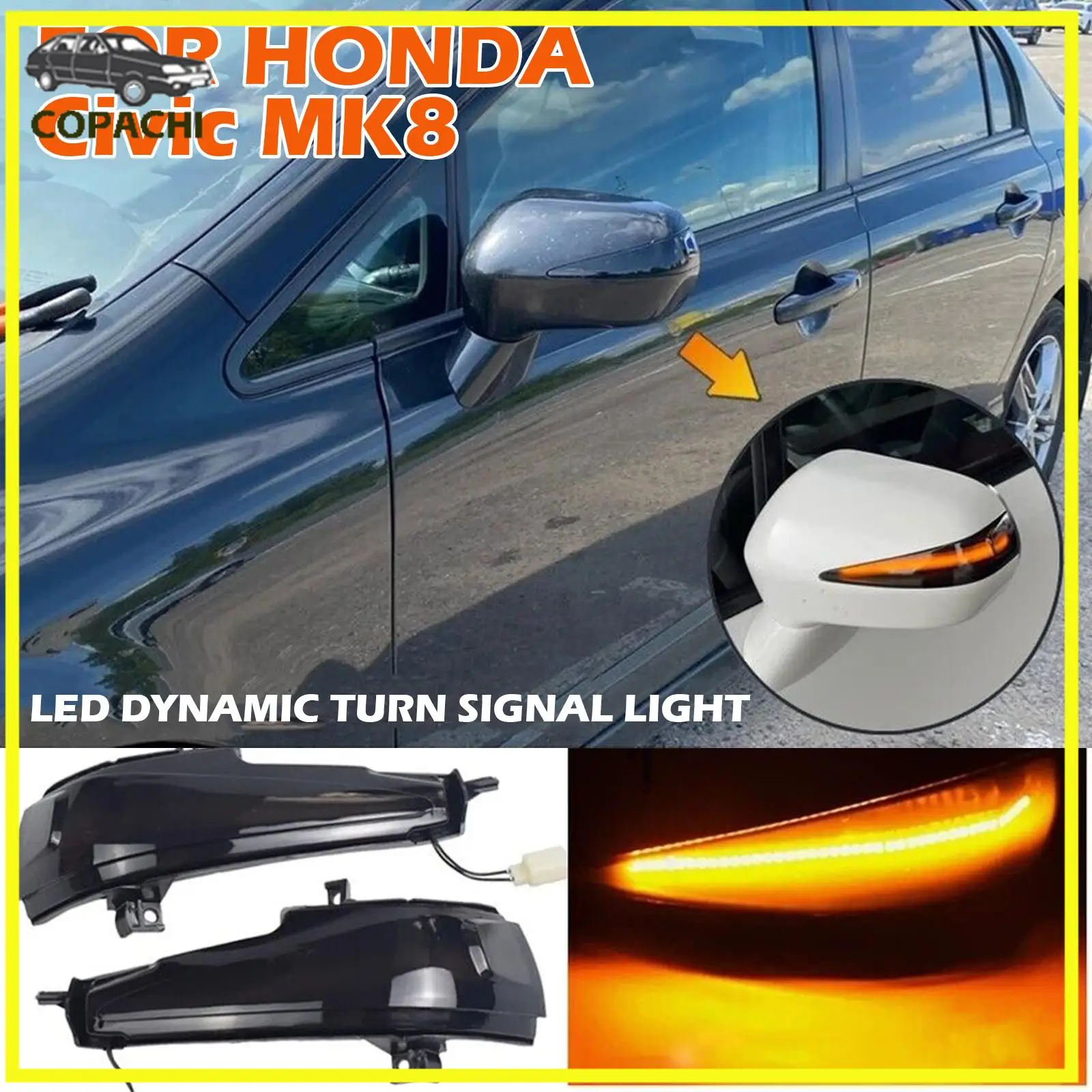 

2Pcs Side Mirror Sequential Turn Signal Light For Honda Civic Mk8 Sedan FD1 FD2 FD3 2D 4D FA 1 2 3 4 Car Accessories Interior
