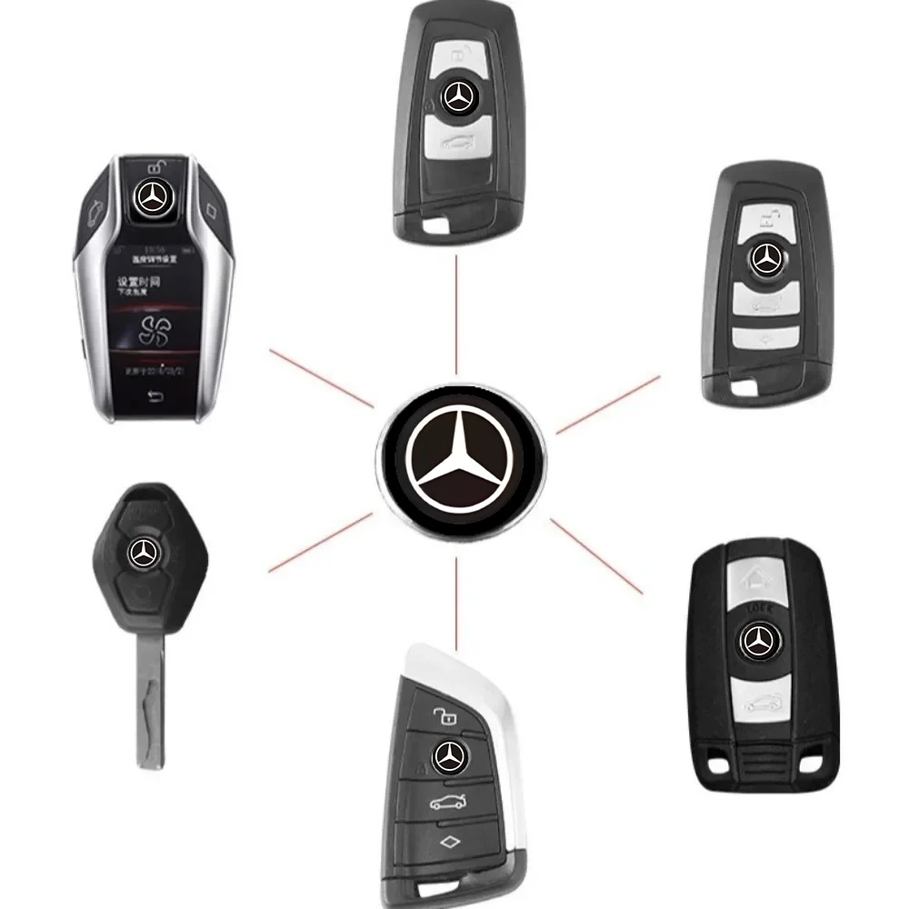 

14MM Car Remote Key Emblem Badge Radio button Sticker For Mercedes benz B R G Class GLK GLA C200 E200 C200L S400 SLC Accessories