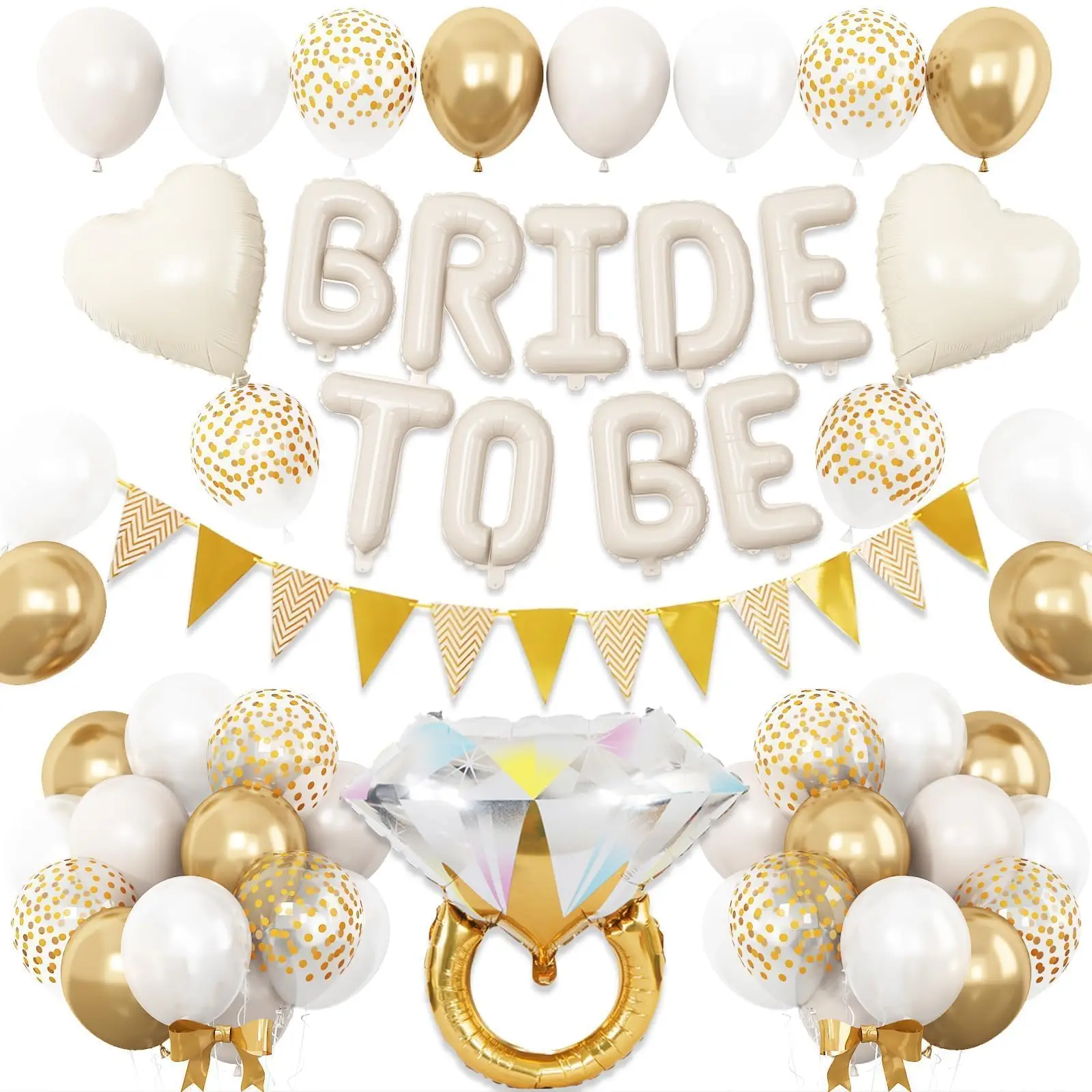 Bride to Be Ringförmiger Aluminiumfolienballon mit dreieckigem Wimpel und Latexballons, für Vorschlagpartys – Detail 8