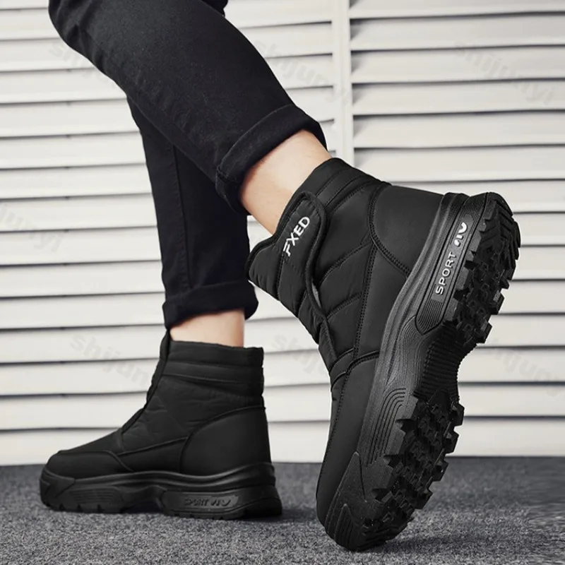 2025 Winter New Men's High Top Thick Soled Casual Snow Boots Warm Comforatble Fashion Versatile Plush Cotton Chunky Short Boots view 4