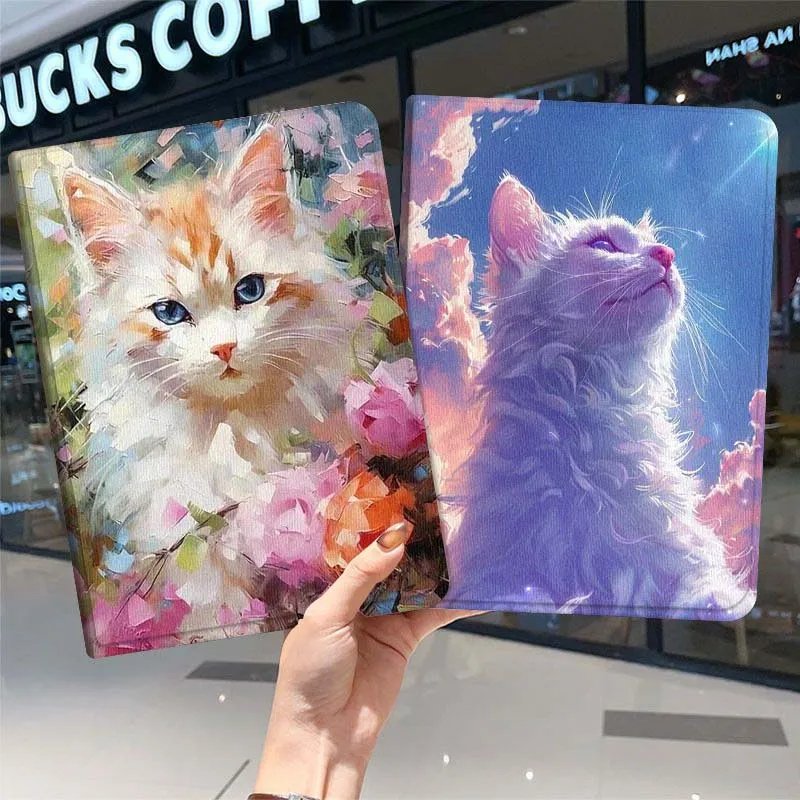 

Flower Oil Painting Cat For Samsung Galaxy Tab A7 A A8 A9 A11 S6 S11 10.1 10.4 10.5 Inch Lite PLus Soft Tablet Case Gift