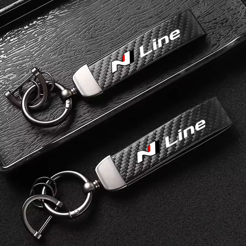Carbon fiber Leather Car Keyring Exquisite Anti-lost Car Keychain For Hyundai Tucson IX35 SantaFe Elantra I10 I20 I30 I40
