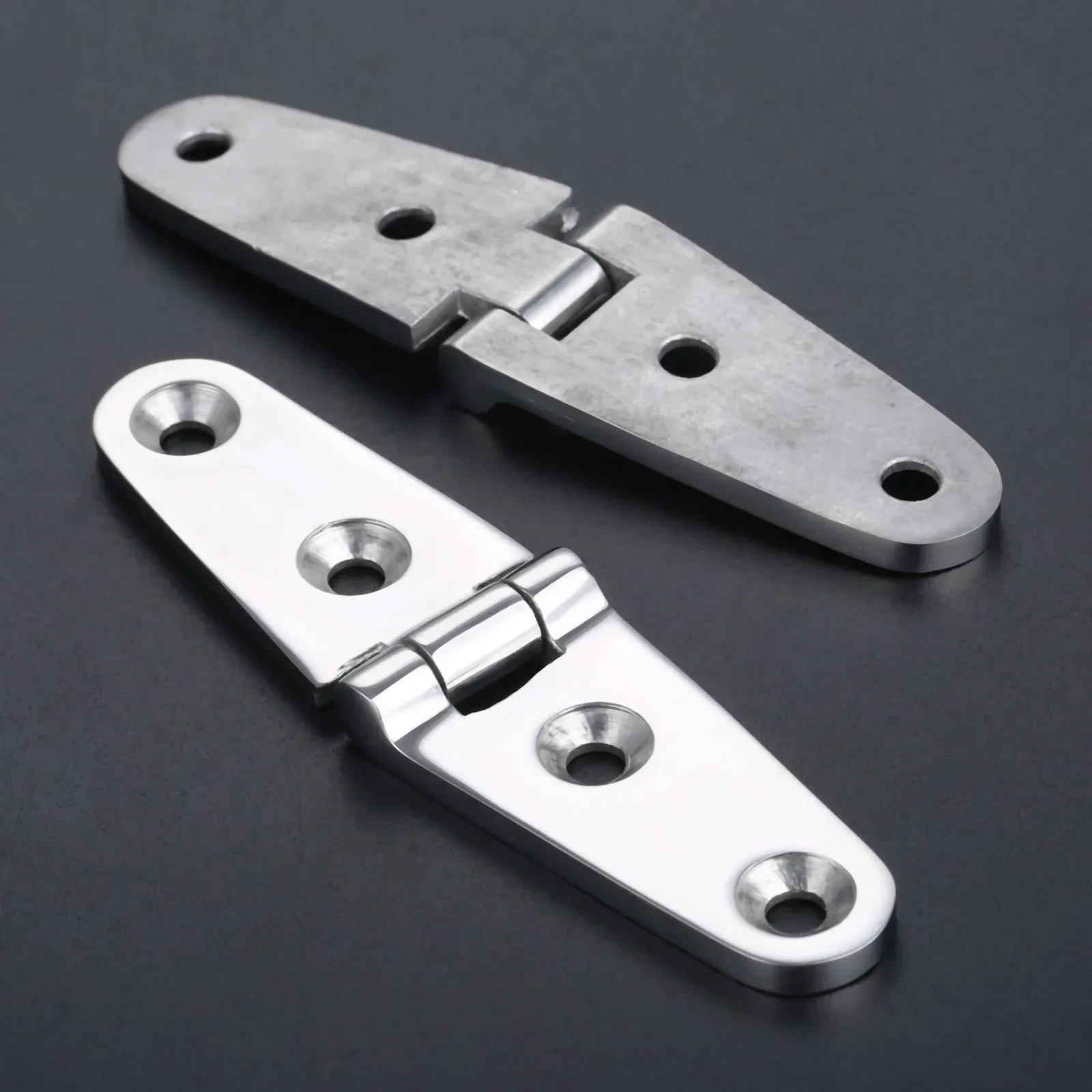 103*27mm Marine Grade 316 Stainless Steel 4 Holes Boat Cabin Hatch Cabinet Deck Door Stamp Strap Hinge Fit Watercraft Boat Yacht