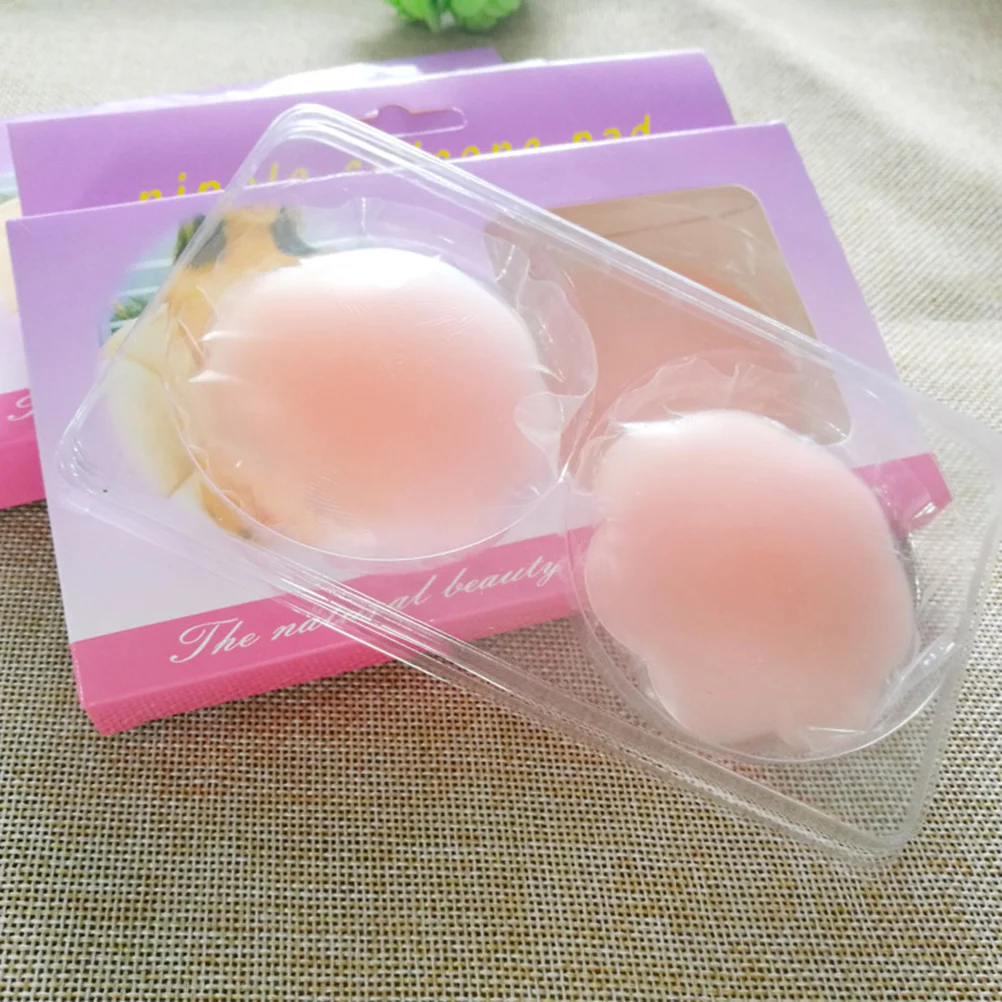 1 par de cubiertas de silicona para pezones, empanadas adhesivas invisibles reutilizables para senos, forma redonda para mujeres, almohadilla adecuada para cosecha