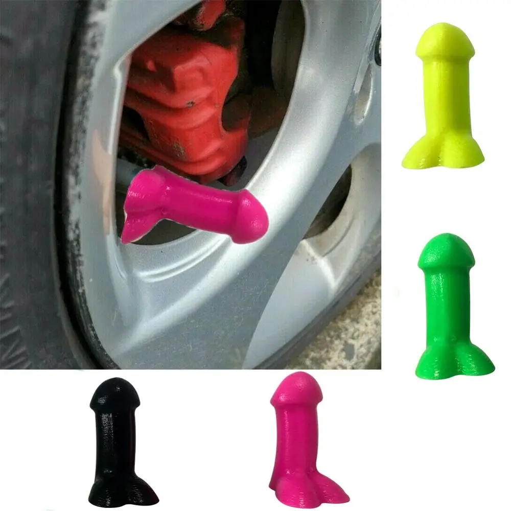 4 Pcs Funny Valve Stem Caps Dust-Proof Valve Caps Funny Prank-Gag Novelty Spoof Tire Caps for Vehicles and Motorcycles