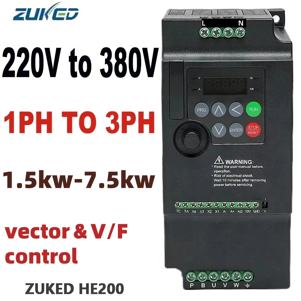 ZUKED 220V TO 380V  Economical VFD Variable Frequency Drive Converter Inverter 1.5/2.2/3.7/4/5.5/7.5/KW Motor Speed Controller