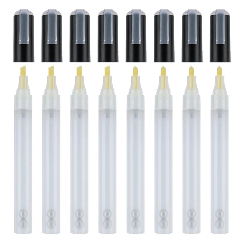 6Pcs Empty Refillable Markers blank Paint Pen Graffiti Markers Acrylic Markers Round/Chisel Tip for Coloring Painting