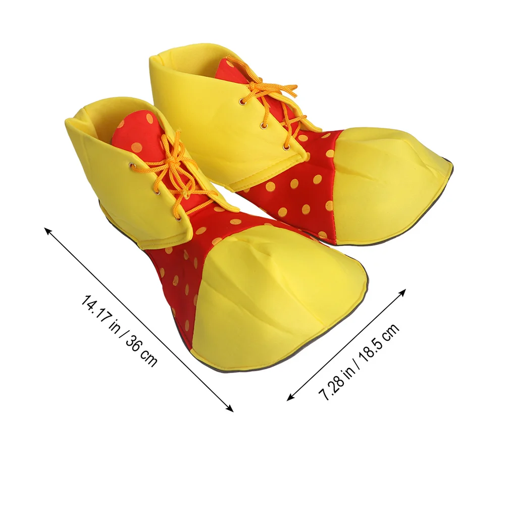 1 par de zapatos de payaso de lunares grandes para mujeres y hombres, lazo ajustable, diseño brillante reutilizable, fiesta de disfraces, Carnaval y Halloween