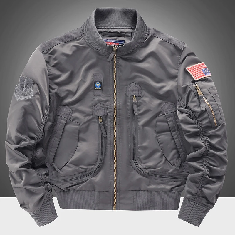 

Осенние мужские куртки-бомберы на молнии, повседневные мужские куртки для походов, бейсбольные куртки-карго, мужские ветровки с множеством карманов, куртки-пилоты, одежда