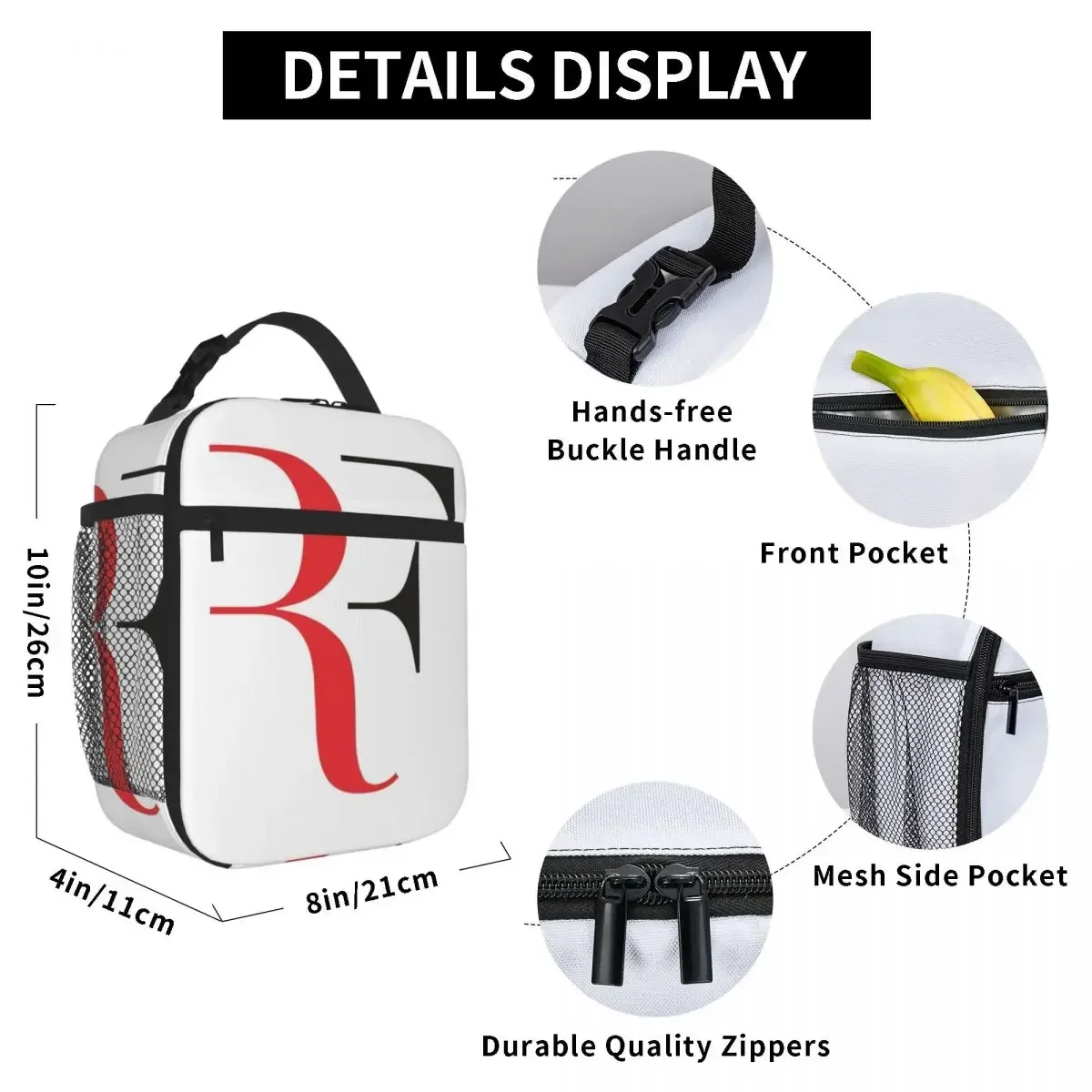 Roger Federer Insulated Lunch Bags Resuable Picnic Bags Thermal Cooler Lunch Box Lunch Tote for Woman Work Children School