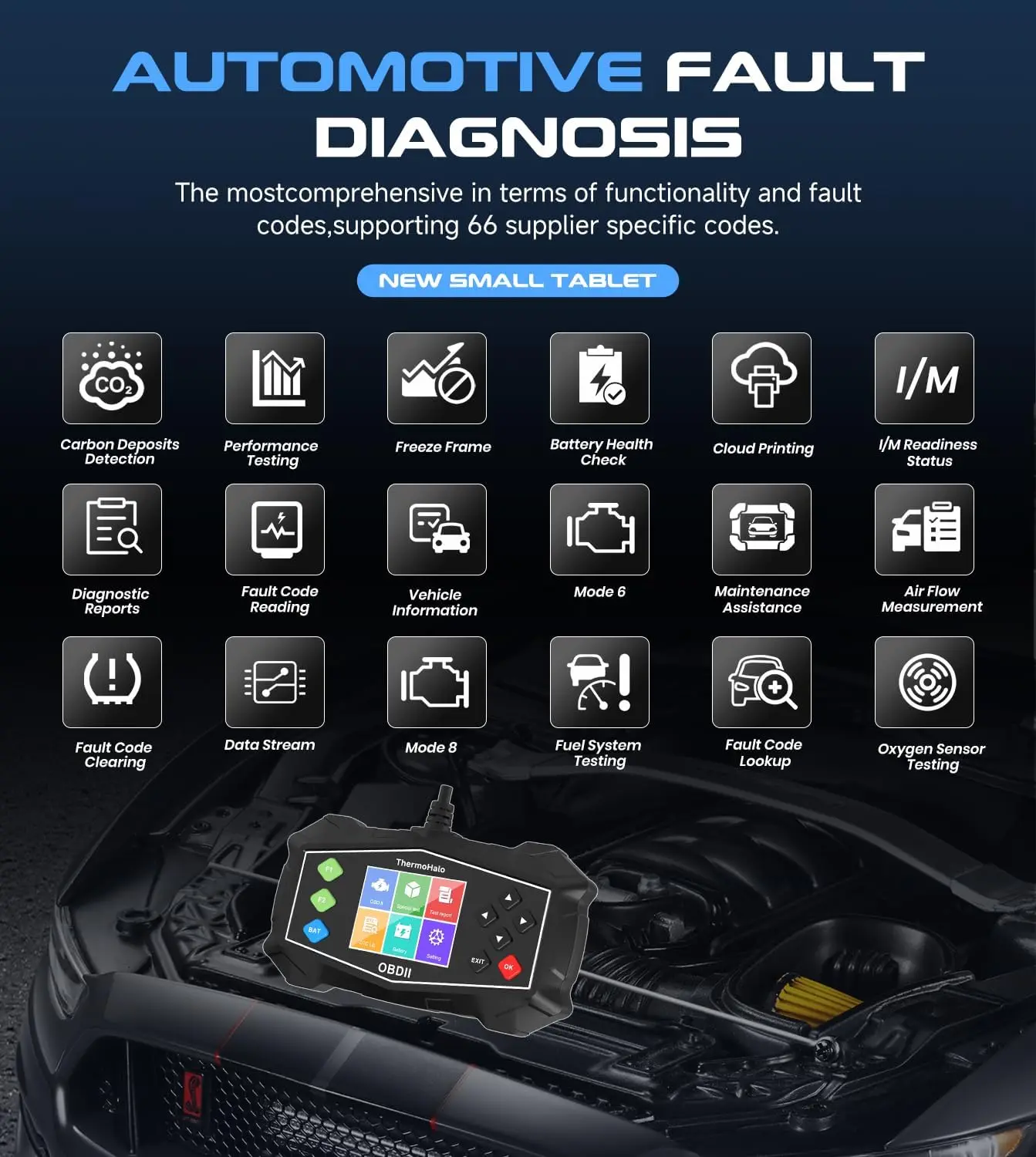 Scanner OBD2 profissional, leitor de código OBDII para todos os veículos 1996 - Presente