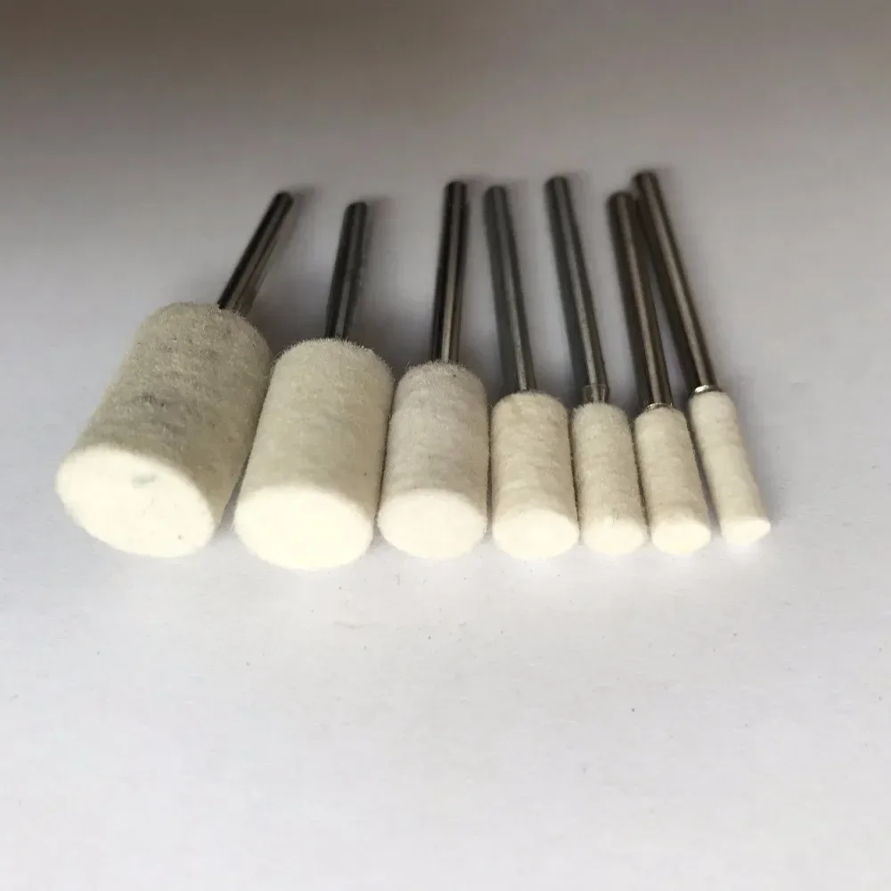 21pcs/pack Cylinder Shape Felt Wool Polishing Head Dremel Drills Die Grinder Rotary Tools