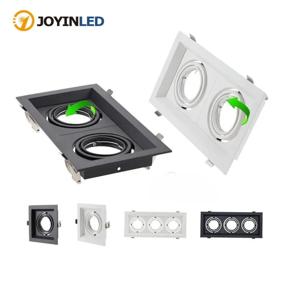 JOYINLED Square Double Ring Led Ceiling Downlights Recessed Adjustable GU10 MR16 Socket Spot Lamps Holder Frame Bracket Fitting