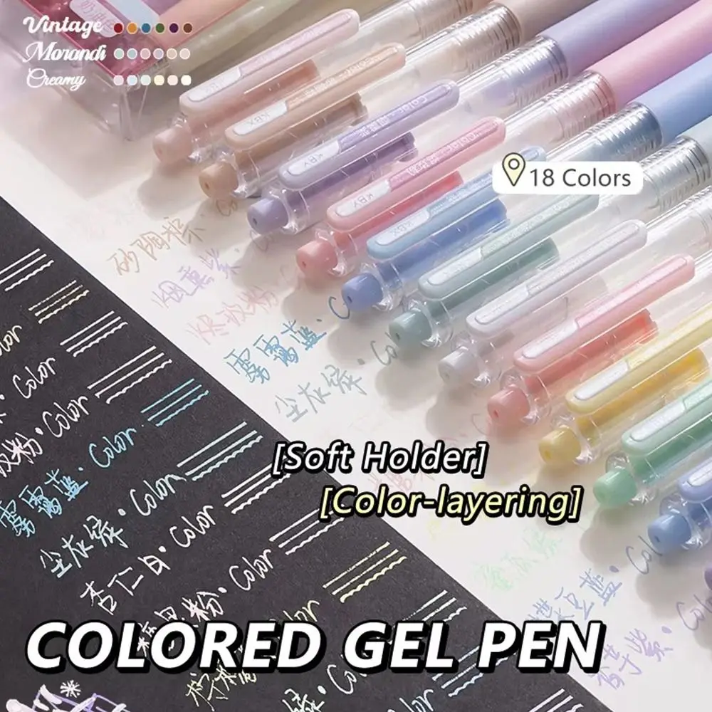 6Colors/Set Press Type Colored Gel Pen Acrylic Painting Students Diary Marking Drawing Colored Pen Colored Neutral Pen Students