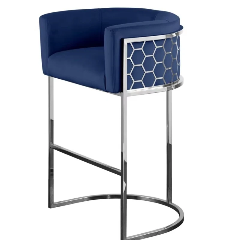 Premium Bar Family Counter Stainless Steel Kitchen Island Pink Velvet Bath Honeycomb Bar Chair