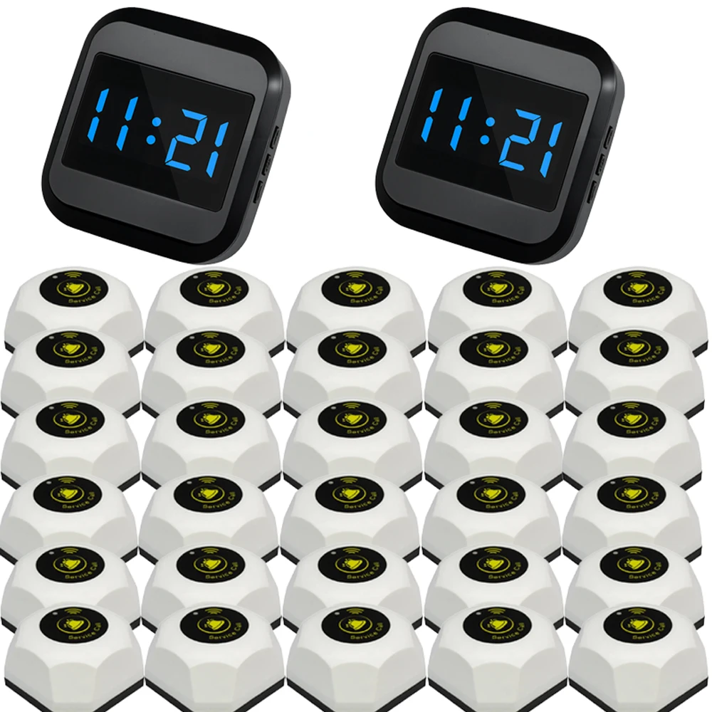 30 Buttons Wireless Service Call System Guest Pager Display Receiver Emergency Call Bell for Restaurant Bar Coffee Shop