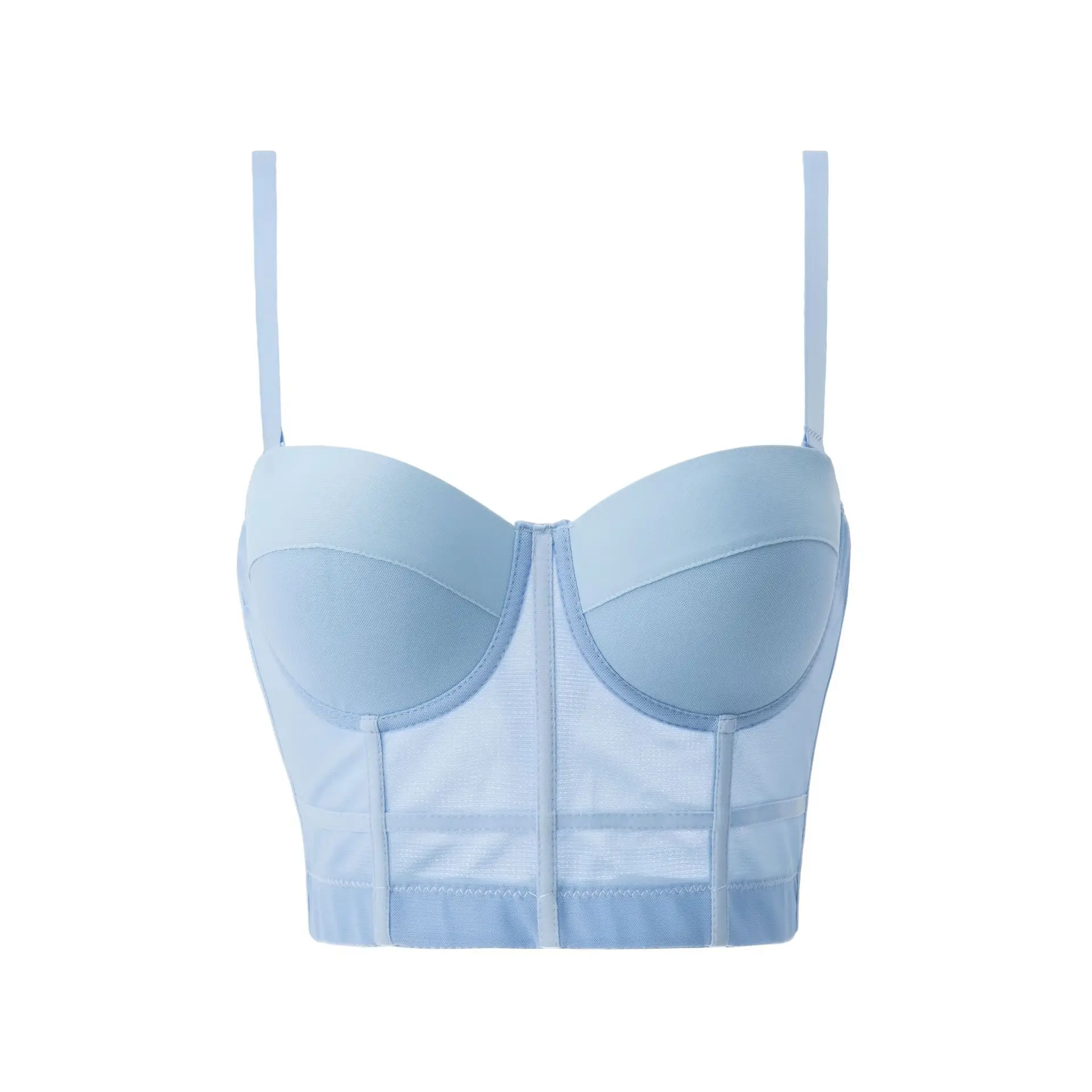 Pure-color Mesh Sexy Sling Fashion With A Small Vest Strapless Simple Three-Dimensional Breast Cup Blouse