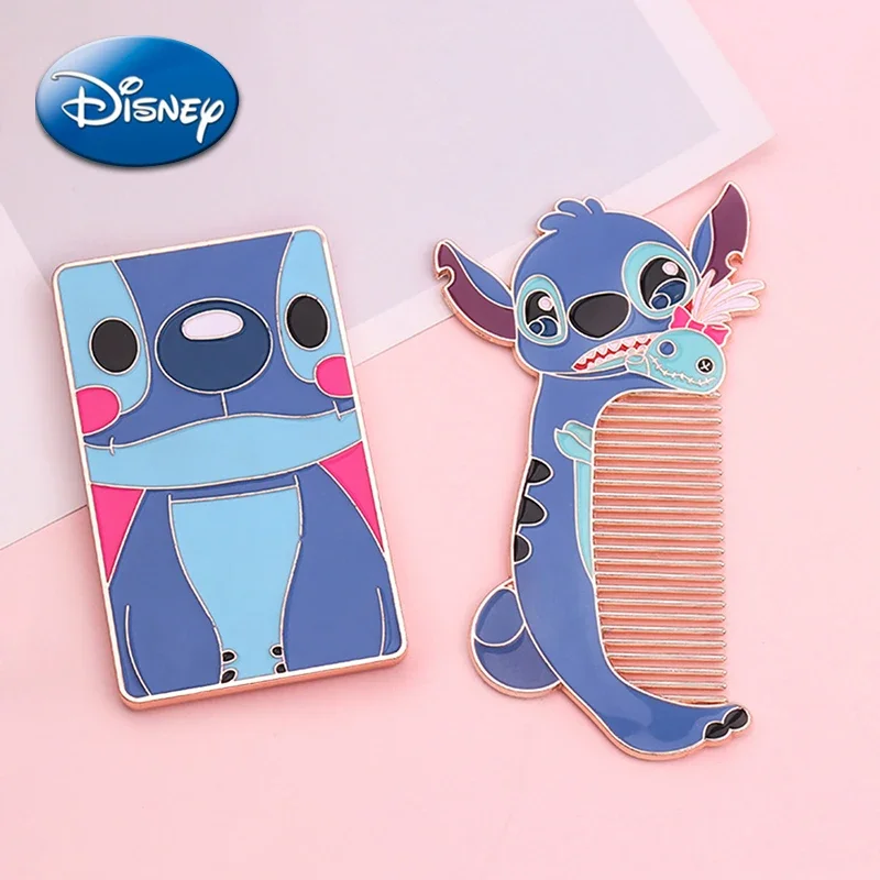 Disney Lilo and Stitch Cartoon Metal Combs 3D Figure Hair Brush Mirror Women Styling Tool Haircare Accessories for Girl Gifts