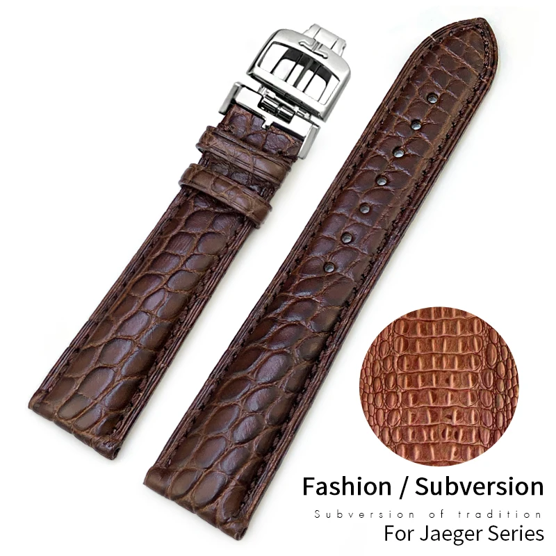 20mm 19mm 21mm 22mm Real Crocodile Leather American Alligator Watchband for Jaeger LeCoultre Master Control Brown Watch Strap