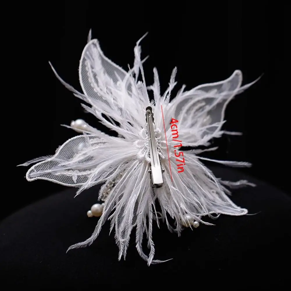 Fascinator-Pince à cheveux en plumes de dentelle, voile en maille, vêtements de sauna, épingle à cheveux florale, patients floraux, vêtements de sauna de mariage, accessoires pour cheveux de fête