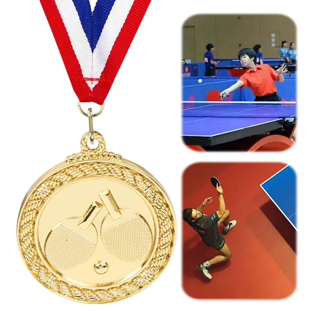 

Медали для настольного тенниса 5 см с лентой на шею: золотые/серебряные/бронзовые спортивные медали для марафонов и игр с мячом