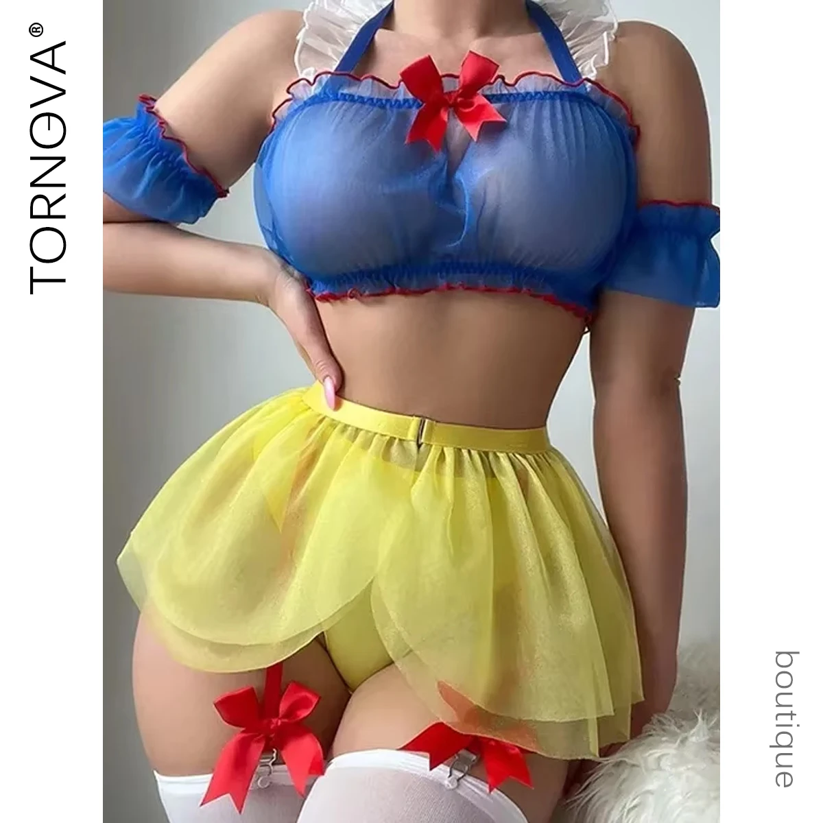 Tornova Sexy Dessous Sexy Uniform Maid Outfit Erotische Cosplay Sexy Kostüm Für Frauen Transparent Mesh Rolle Spielen Outfit Strumpfband