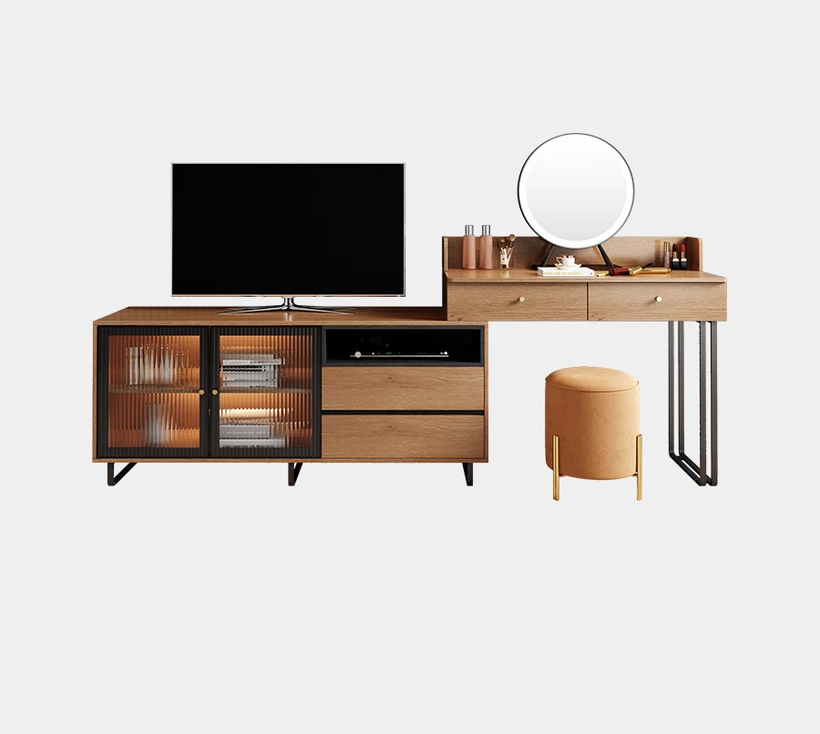 

Nordic dressing table, TV cabinet, storage cabinet, integrated bedroom, solid wood desk, small unit type dressing table