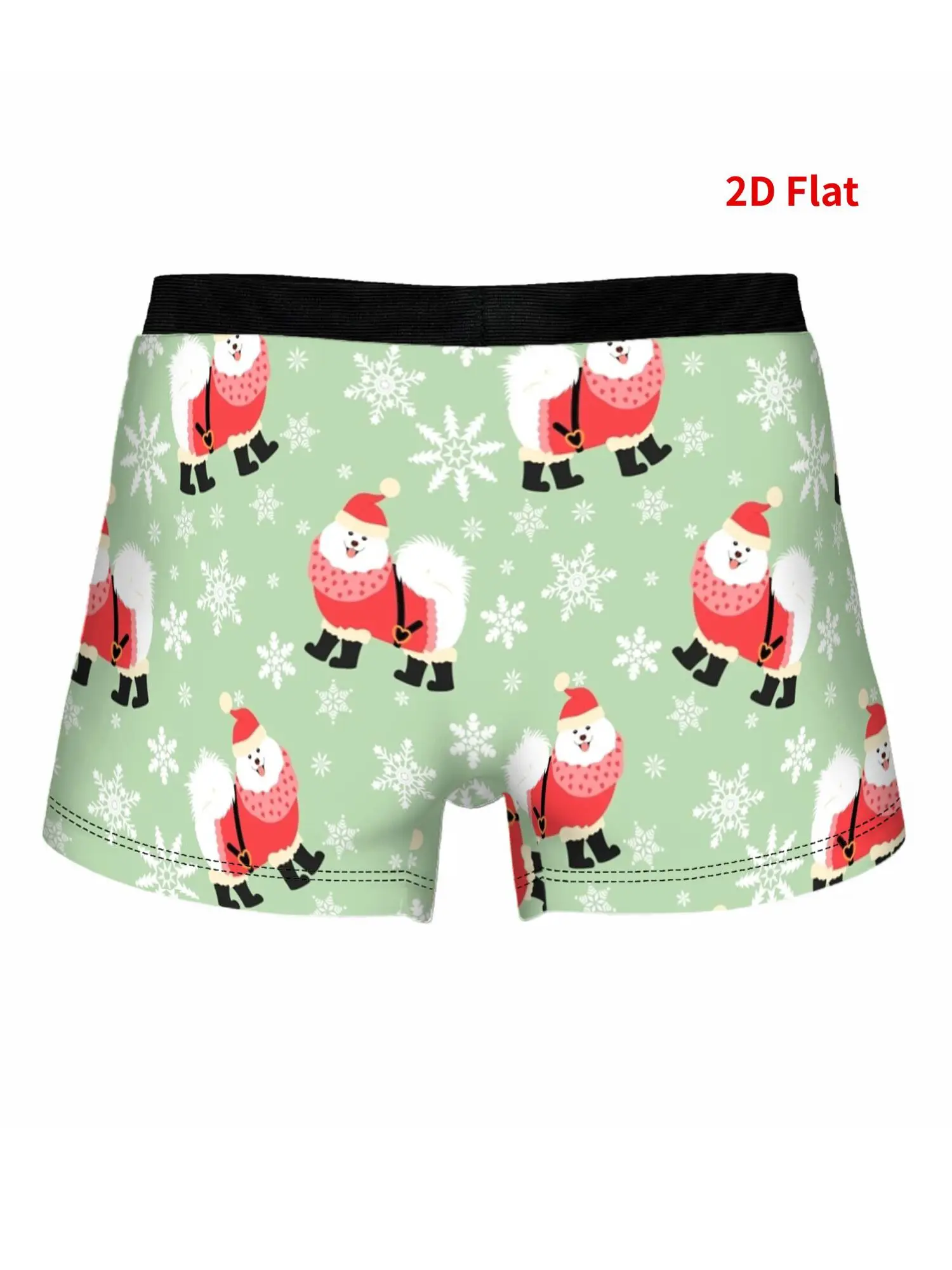2D Flat Printing Samoyed Christmas Santa Claus Men'S Graffiti Underwear, Bright Color, Comfortable Fit, Comfortable Daily